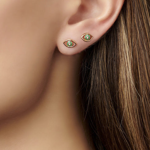 Diamond Devil's Eye Stud Earrings - ROUTINE FASHION